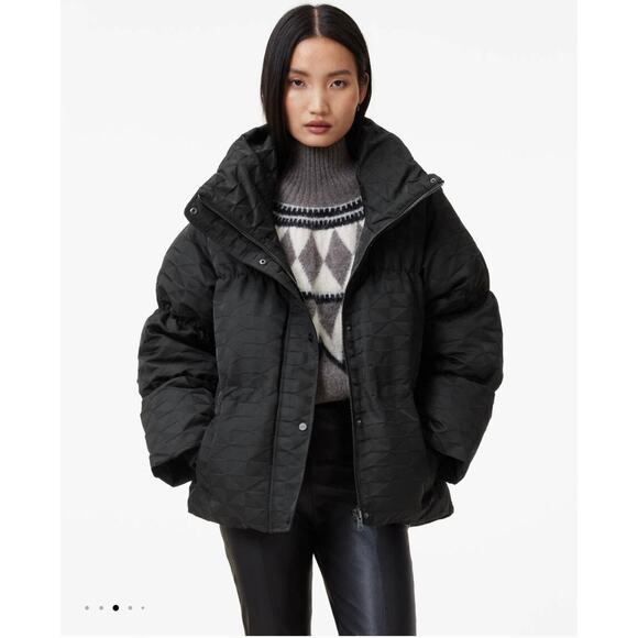 ALLSAINTS Peckham Geometric Jacquard women’s Puffer Jacket size 12 New no tags - Picture 5 of 10